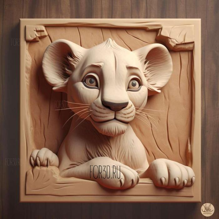 Baby Simba from The Lion King 3 stl model for CNC